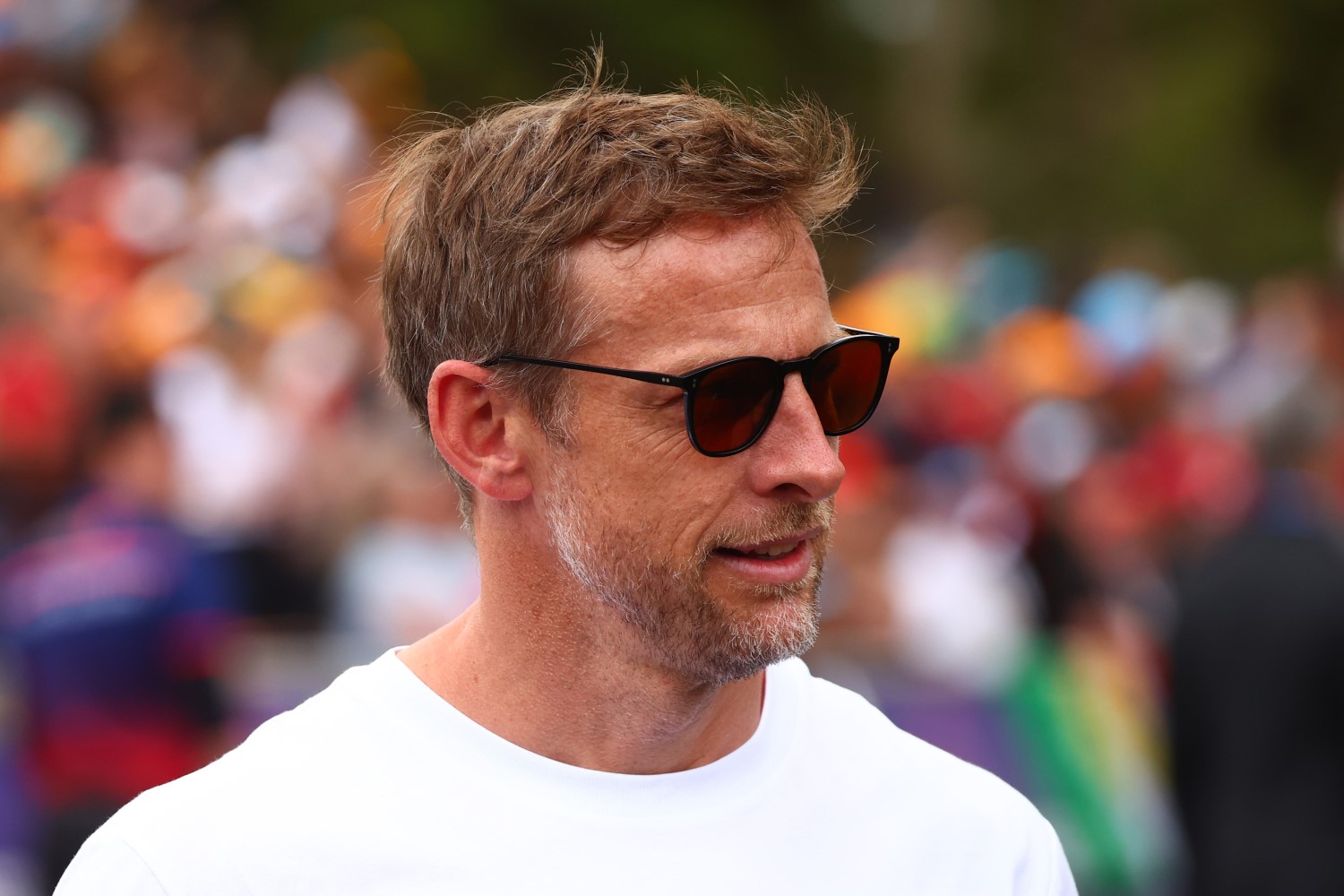 Jenson Button, Team Ambassador of Aston Martin F1 Team arrives in the Paddock prior to practice ahead of the F1 Grand Prix of Australia at Albert Park Grand Prix Circuit on March 06, 2026 in Melbourne, Australia. (Photo by Joe Portlock/Getty Images for Aston Martin)