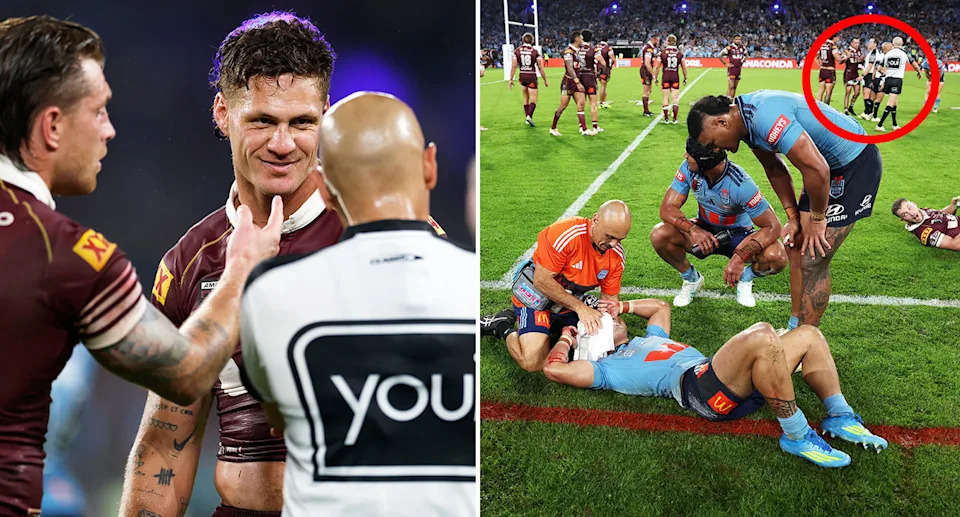 Ashley Klein and Kalyn Ponga in State of Origin 1.