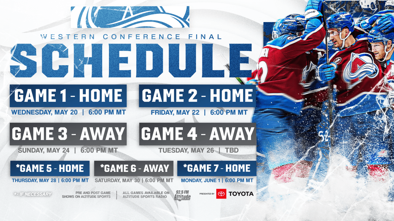 Avalanche vs. Golden Knights Western Conference Final Schedule
