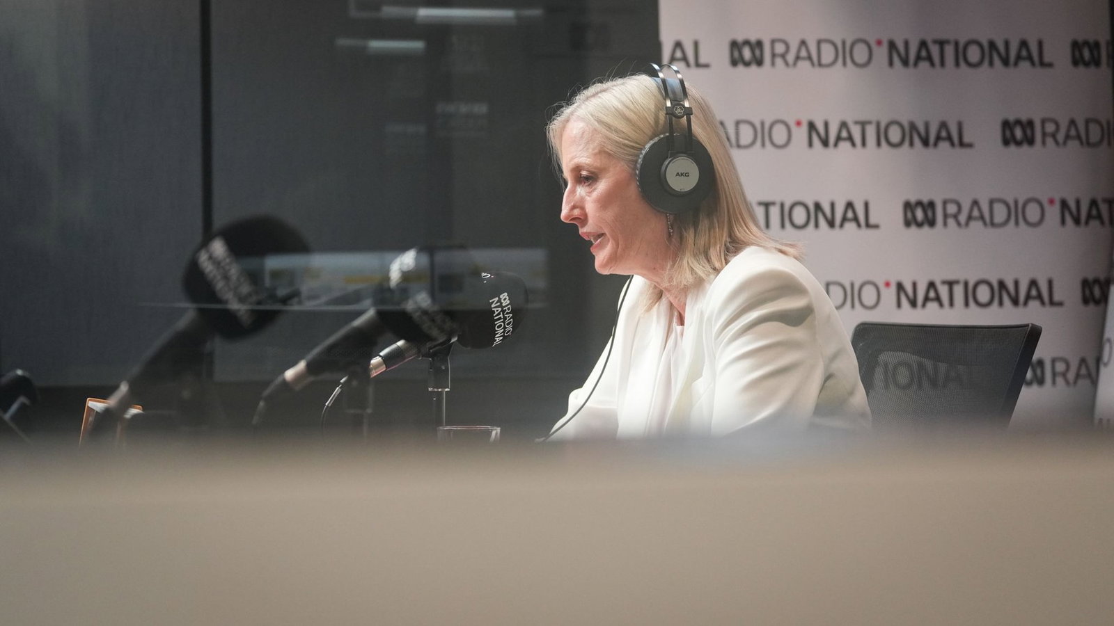 Katy Gallagher speaks int a microphone.