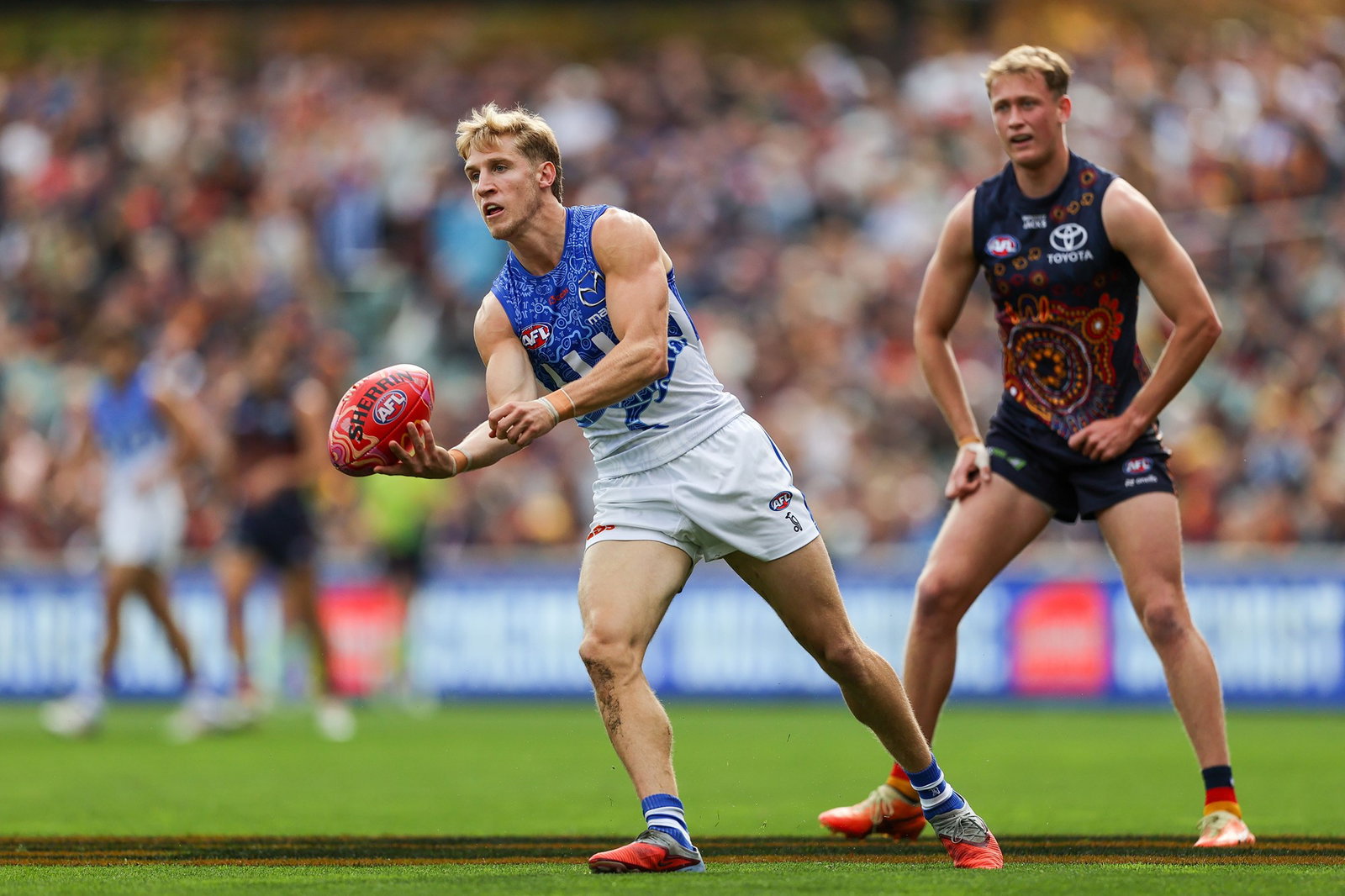 Kangaroos plays the Crows at Adelaide Oval.