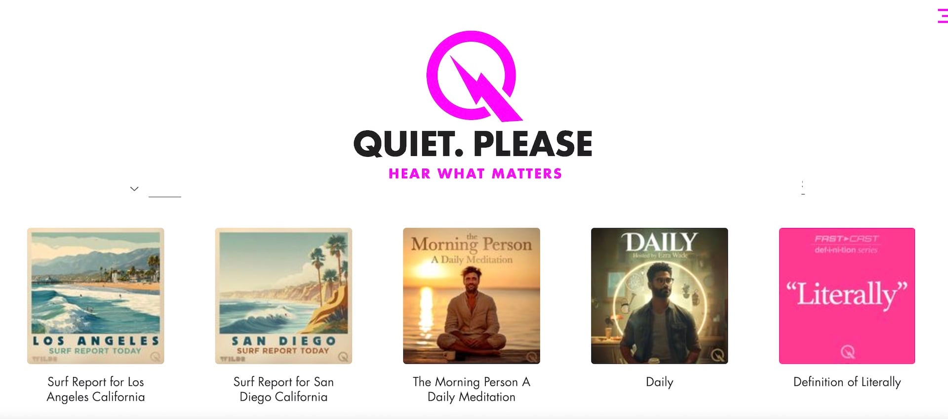 Screenshot of Inception Point AI podcasts, including one called "Definition of Literally"