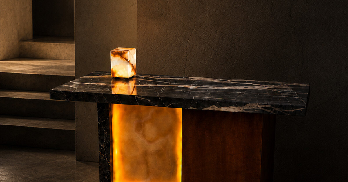 maison aetherion carves translucent minerals into sculptural light objects