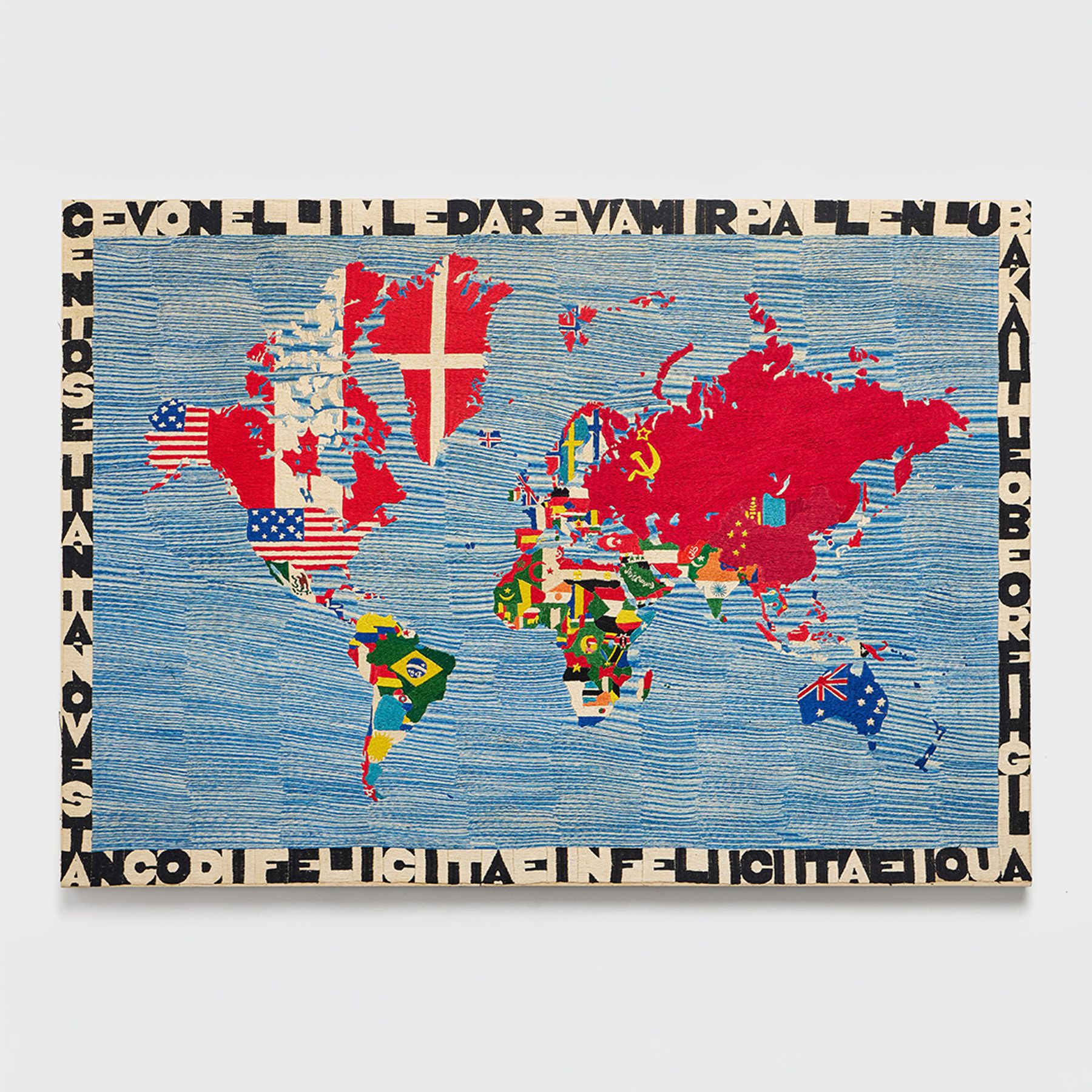 Mappa by Alighiero Boetta embroidered map