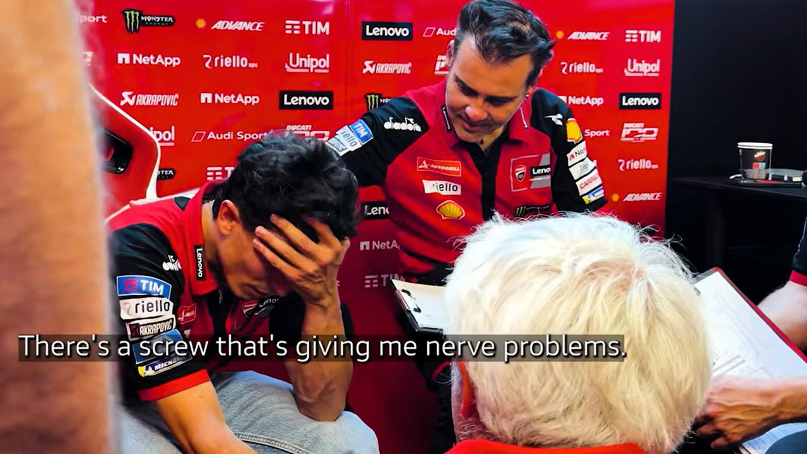 Marc Marquez explains nerve problem in his shoulder (Inside Ducati YouTube series).