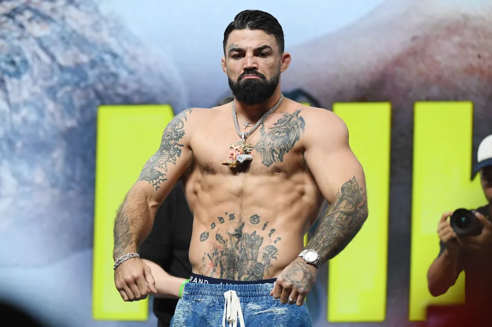 Mike Perry poses during weigh-in prior to their Cruiserweight fight at Amalie Arena on July 19, 2024 in Tampa, Florida