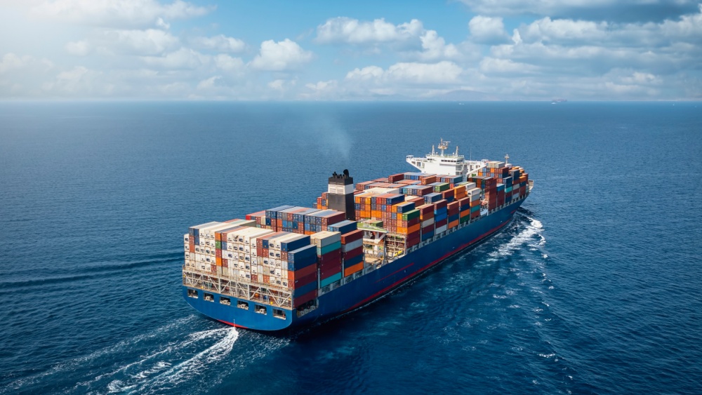 A loaded cargo ship.