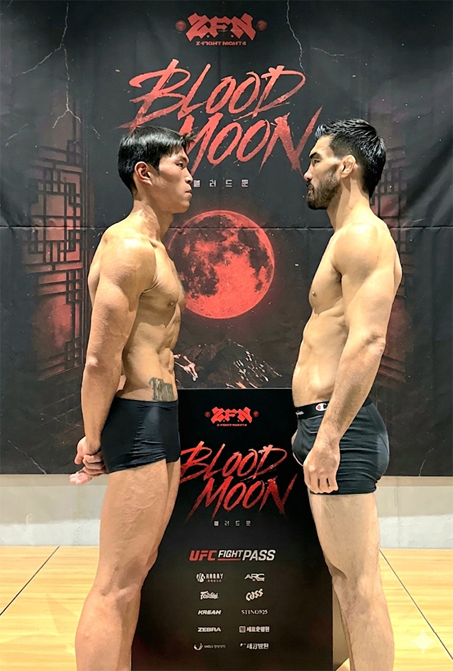 Black Combat welterweight champion Choi Joon-seo and UFC four-game Josh Quinlan face each other after the Z-Fight Night 04 relay on May 8, 2026. They will have a match at the Seoul Olympic Handball Stadium on the 9th. Korean Zombie CEO Jung Chan-sung's ZFN will be broadcast live globally excluding Latin America through UFC Fight Pass. Photo = MCPECC