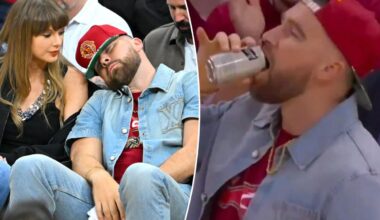 Knicks break Travis Kelce's spirit after beer-chugging stunt falls flat