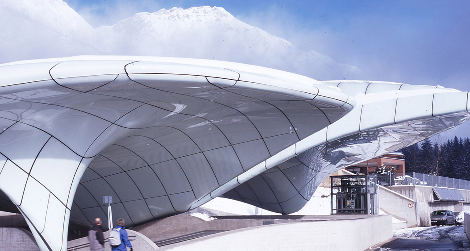 Hadid's Nordpark stations topped with parametric "ice formations"