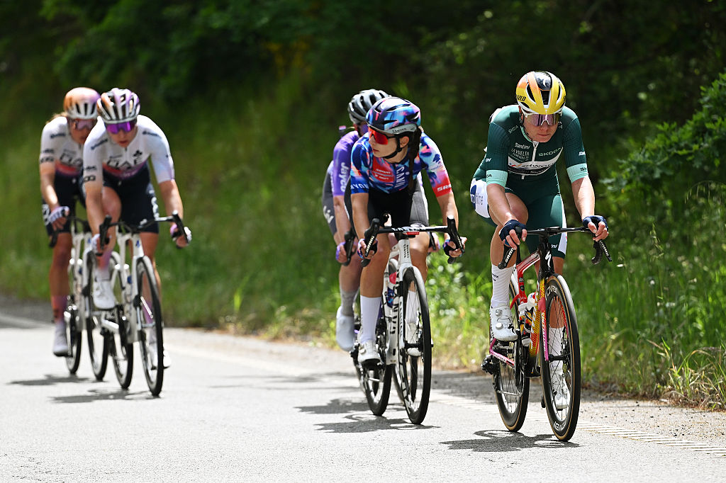 ANTAS DE ULLA, SPAIN - MAY 06: Lotte Kopecky of Belgium and Team SD Worx - Protime - Green Points Jersey competes during the 12th La Vuelta Femenina 2026, Stage 4 a 115.6km stage from Monforte de Lemos to Antas de Ulla / #UCIWWT / on May 06, 2026 in Antas de Ulla, Spain. (Photo by Szymon Gruchalski/Getty Images)