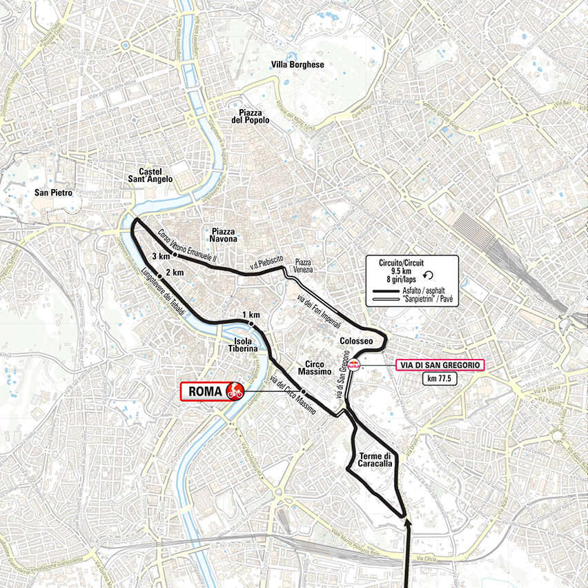 Final lap around Rome on stage 21 of the Giro d'Italia 2026