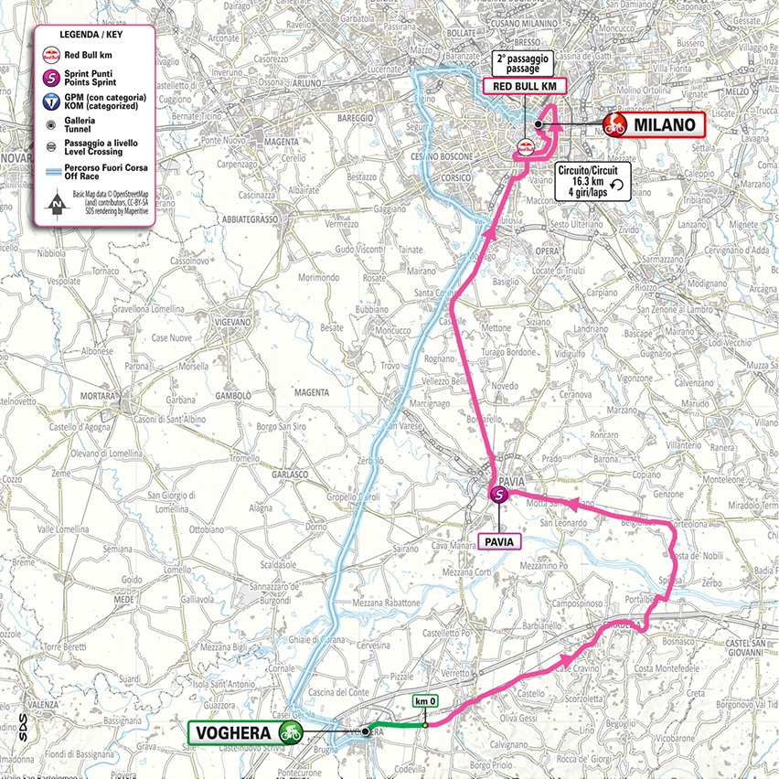 Map of stage 15 at the Giro d'Italia 2026