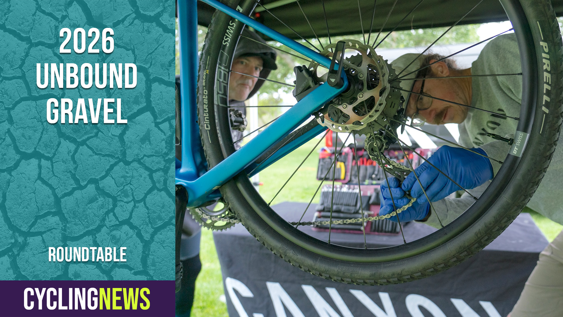 Mechanic working on a gravel bike