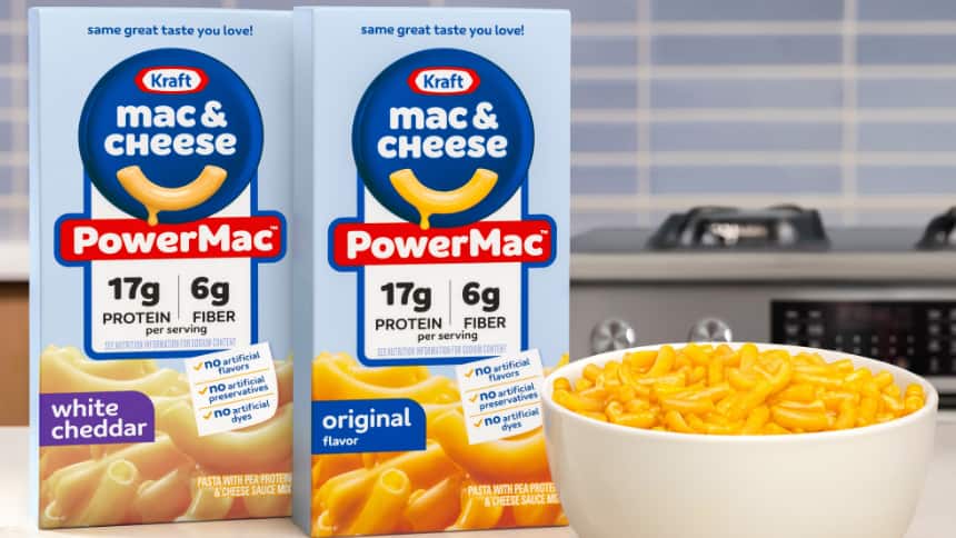 On March 17, Kraft Heinz announced new versions of its classic mac and cheese called PowerMac, featuring more protein than the original product. (Image credit: Kraft Heinz)