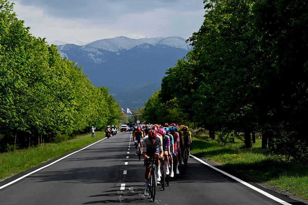 SOFIA, BULGARIA - MAY 10: Ayco Bastiaens of Belgium and Team Soudal Quick-Step leads the peloton during the 109th Giro d&amp;apos;Italia 2026, Stage 3 a 175km stage from Plovdiv to Sofia / #UCIWT / on May 10, 2026 in Sofia, Bulgaria. (Photo by Dario Belingheri/Getty Images)