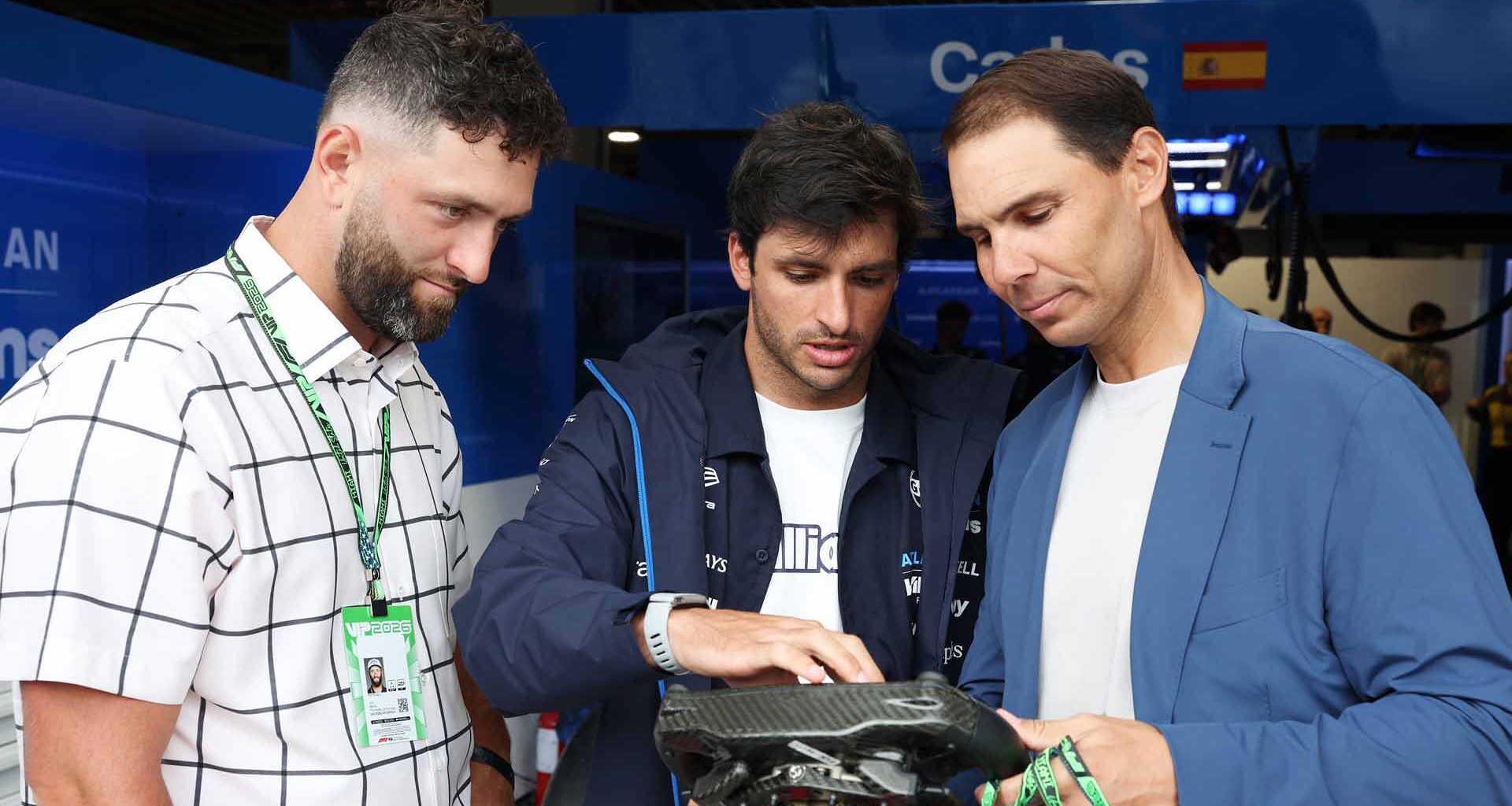 Golfer Jon Rahm, Formula 1 driver Carlos Sainz and ATP No. 1 Club member Rafael Nadal on Sunday ahead of the Formula 1 Miami Grand Prix.