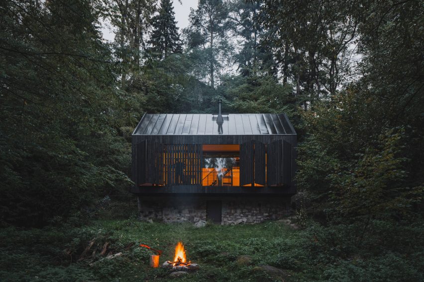 Riverside cabin in Czech forest