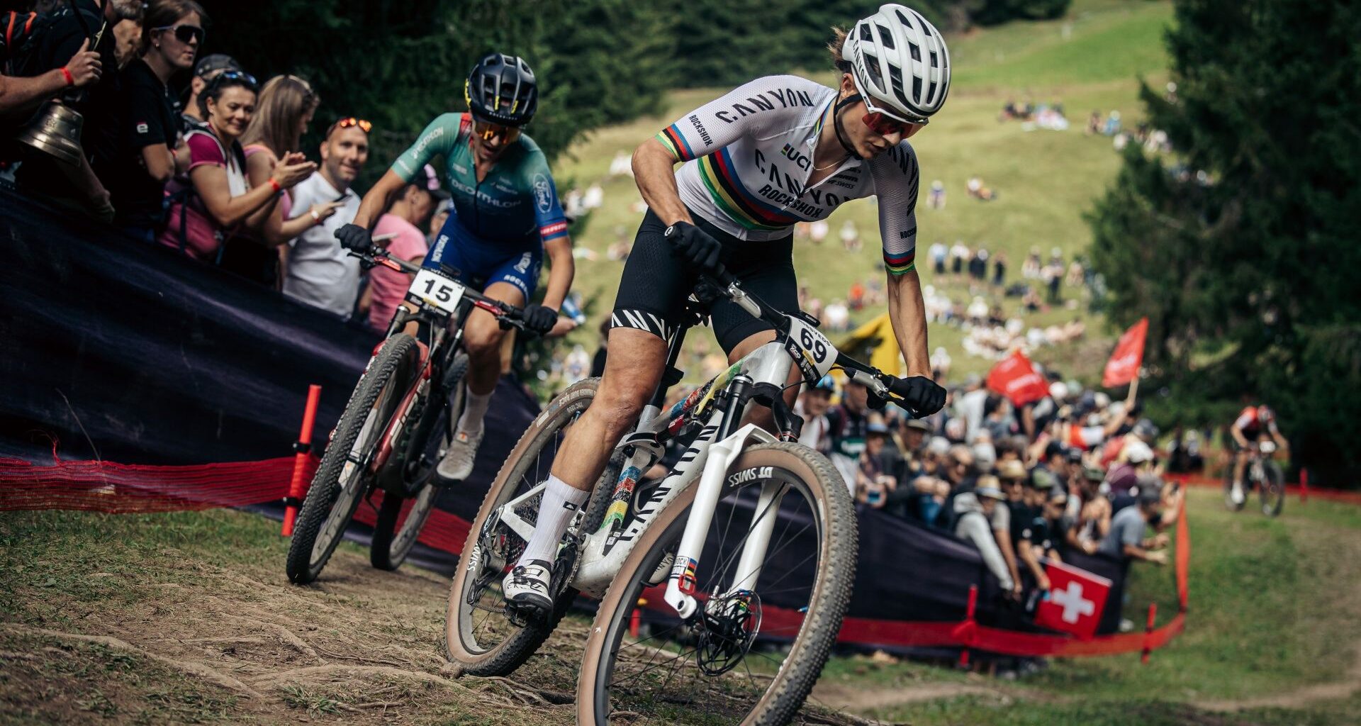 Jenny Rissveds of Sweden competing in the UCI Mountain Bike World Cup Cross Country XCO