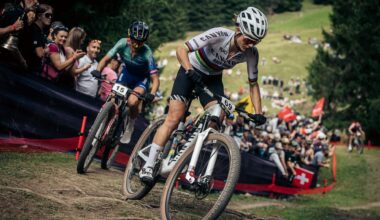 Jenny Rissveds of Sweden competing in the UCI Mountain Bike World Cup Cross Country XCO