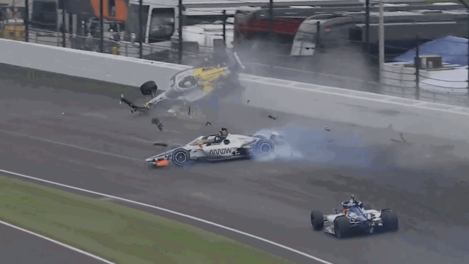 Rossi had a huge crash in Monday practice at the Indy 500