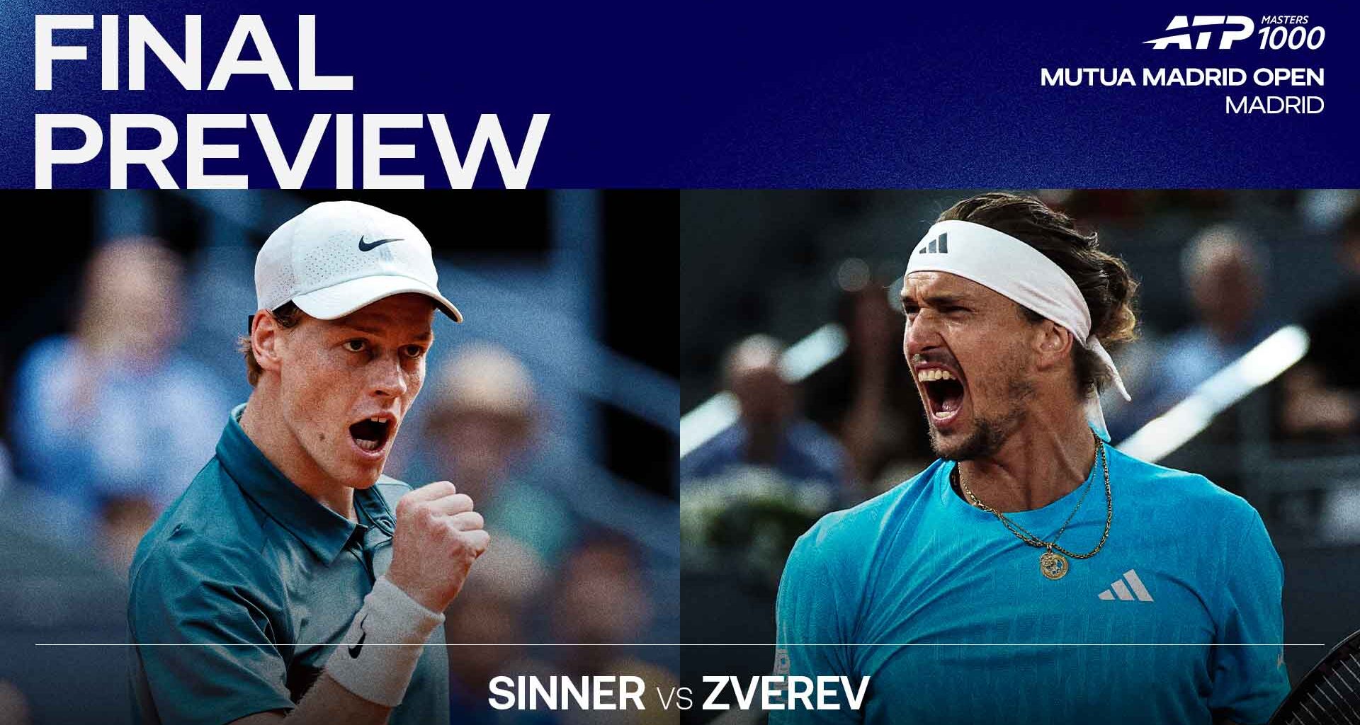 Jannik Sinner leads Alexander Zverev 9-4 in their Lexus ATP Head2Head series.