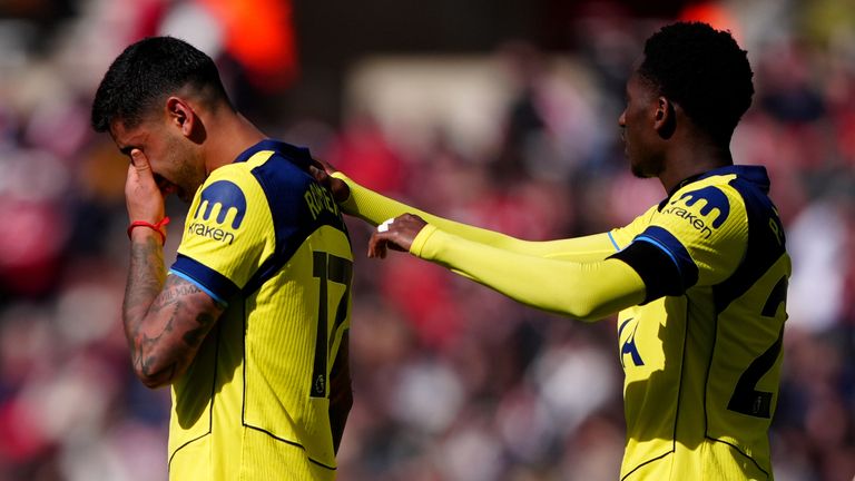 Cristian Romero left the pitch in tears at Sunderland