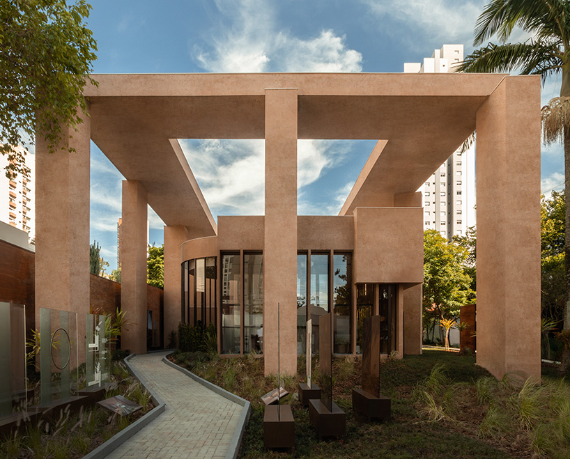 monochromatic concrete geometry shapes temporary pavilion in são paulo - 1