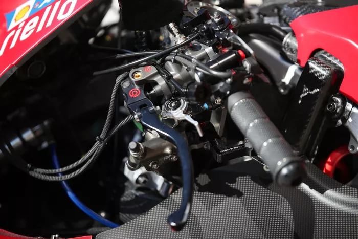 The Lenovo Ducati in pit lane.