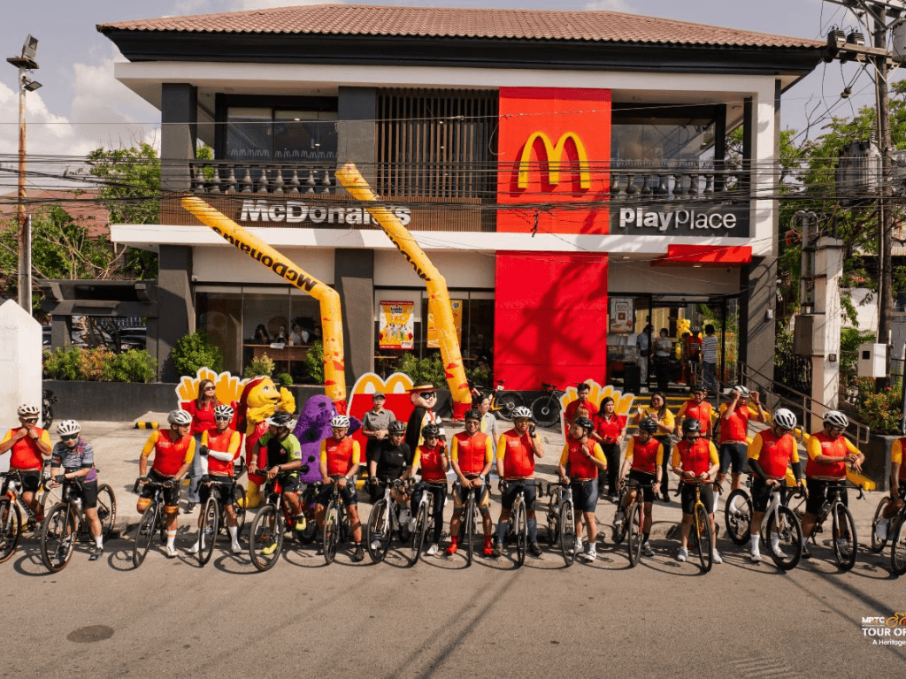 Bikers participating in the McDonald’s Philippines-hosted “Heritage Ride” make a stop at McDonald’s as part of kickoff activities for the 2026 Tour of Luzon. The ride highlighted the company’s support for active mobility and sustainable transport initiatives. | Contributed photo