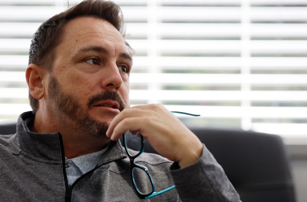 Orlando Dreamers Chief Marketing Officer Andrew, at their downtown Orlando office, on Thursday, May 21, 2026. Eckstein is the 2006 MLB World Series MVP. (Ricardo Ramirez Buxeda/ Orlando Sentinel)