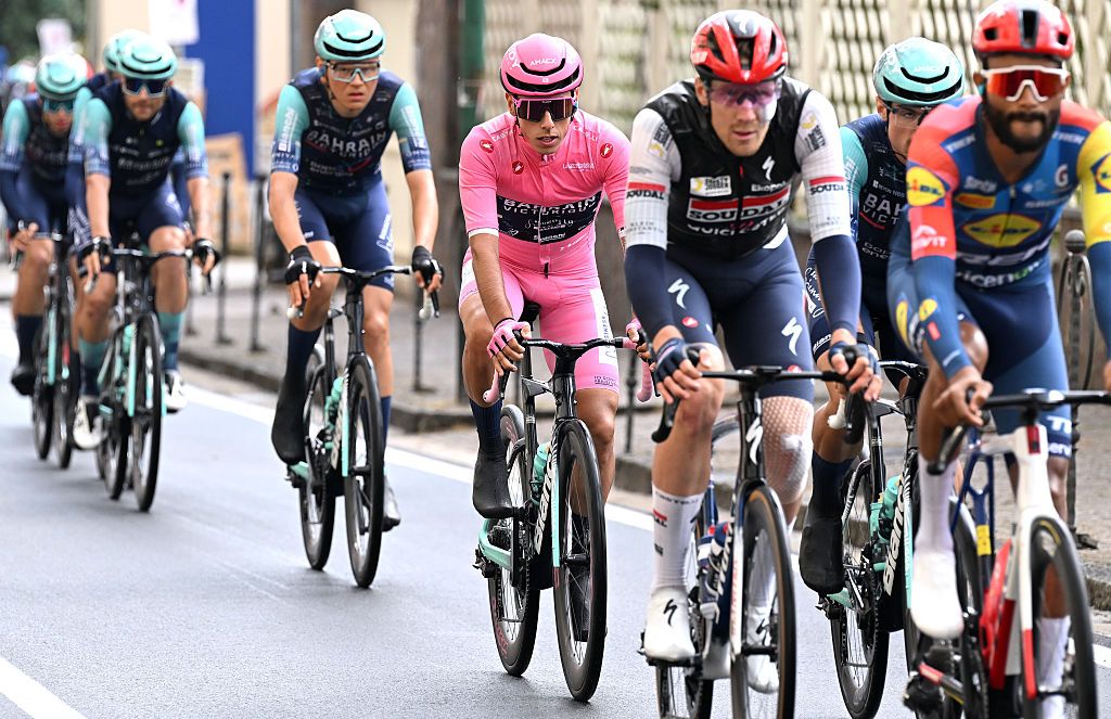 Afonso Eulalio of Portugal and Team Bahrain - Victorious - Pink Leader Jersey competes during the 109th Giro d'Italia