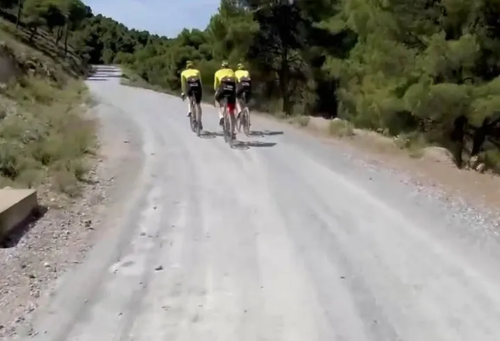 Van Aert posted clips of the ride on Strava