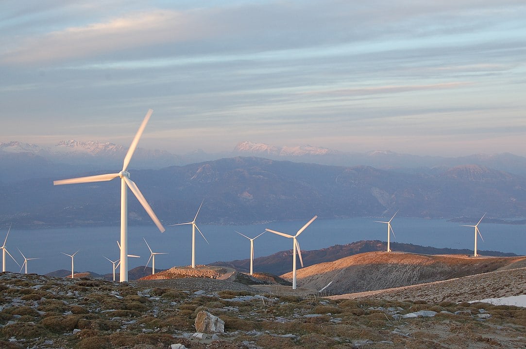Wind turbines in Greece, producing renewable energy