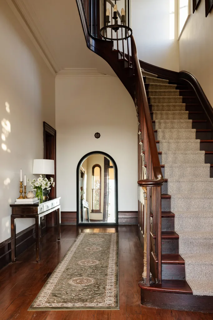 A timber staircase