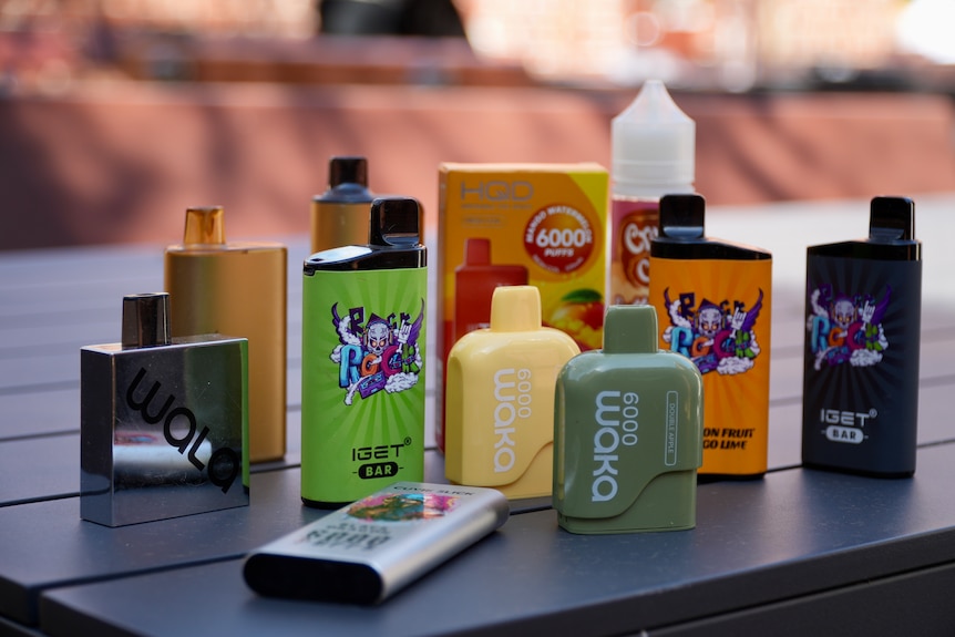 A collection of illegally sold vapes