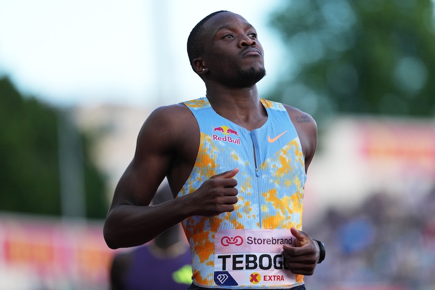 Letsile Tebogo after winning Osloo Diamond League 200m.
