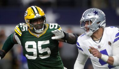 Green Bay Packers defensive end Lukas Van Ness