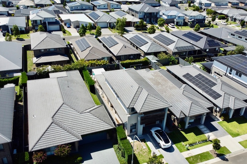 An overhead shot of a housing estate.