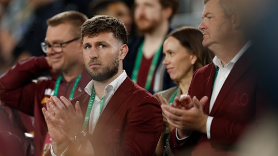 Jai Arrow with the Queensland squad at State of Origin I.
