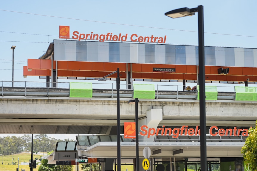 large orange springfield central sign at station exterior