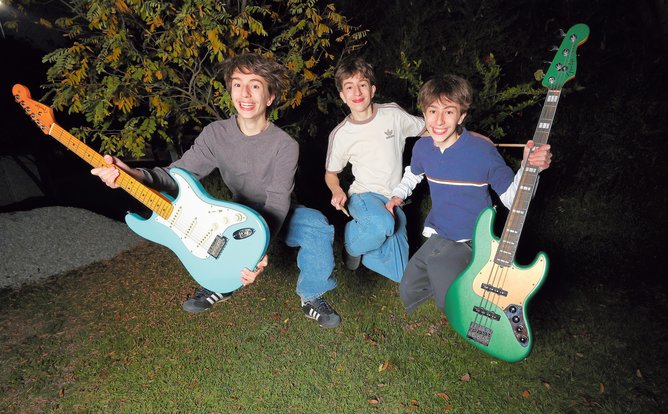 Triplets Francis, Conrad and Oscar Cvitan who form emerging indie band Birdland. 