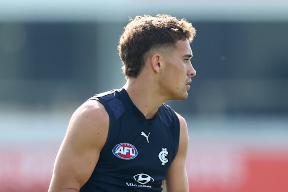 Cody Walker training in Blues colours at Ikon Park