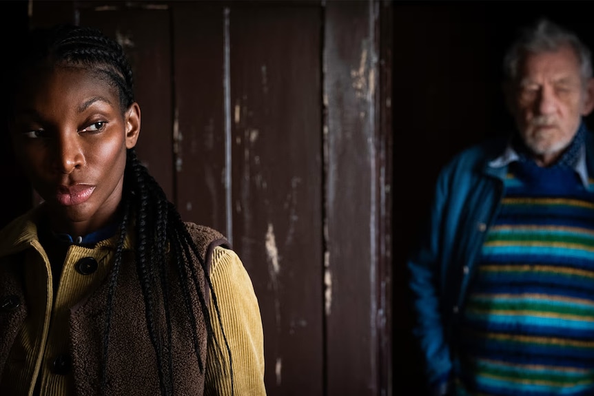 Michaela Cole and Ian McKellen in The Christophers.