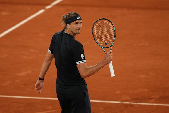 Germany’s Alexander Zverev celebrates his win over Rafael Jodar.