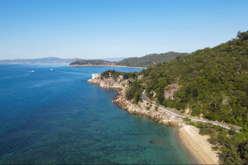 A drone shot of Geoffrey Bay, Magnetic Island
