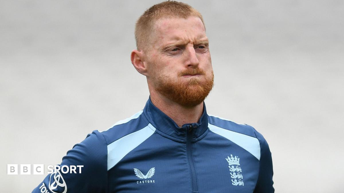 Ben Stokes puffs his cheeks during an England training session