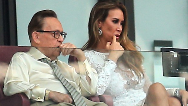 West Ham United chairman David Sullivan, left, and partner Ampika Pickston in May 2026.