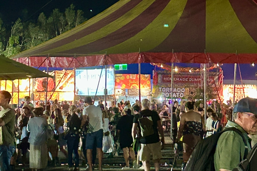 crowd and big top tent