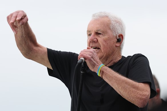 Daryl Braithwaite performing on Cox Plate day at Moonee Valley in 2025.